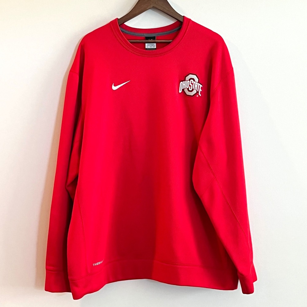 Nike Ohio State Buckeyes Mens 3XL Red Therma-FIT Crewneck Sweatshirt NCAA Fleece